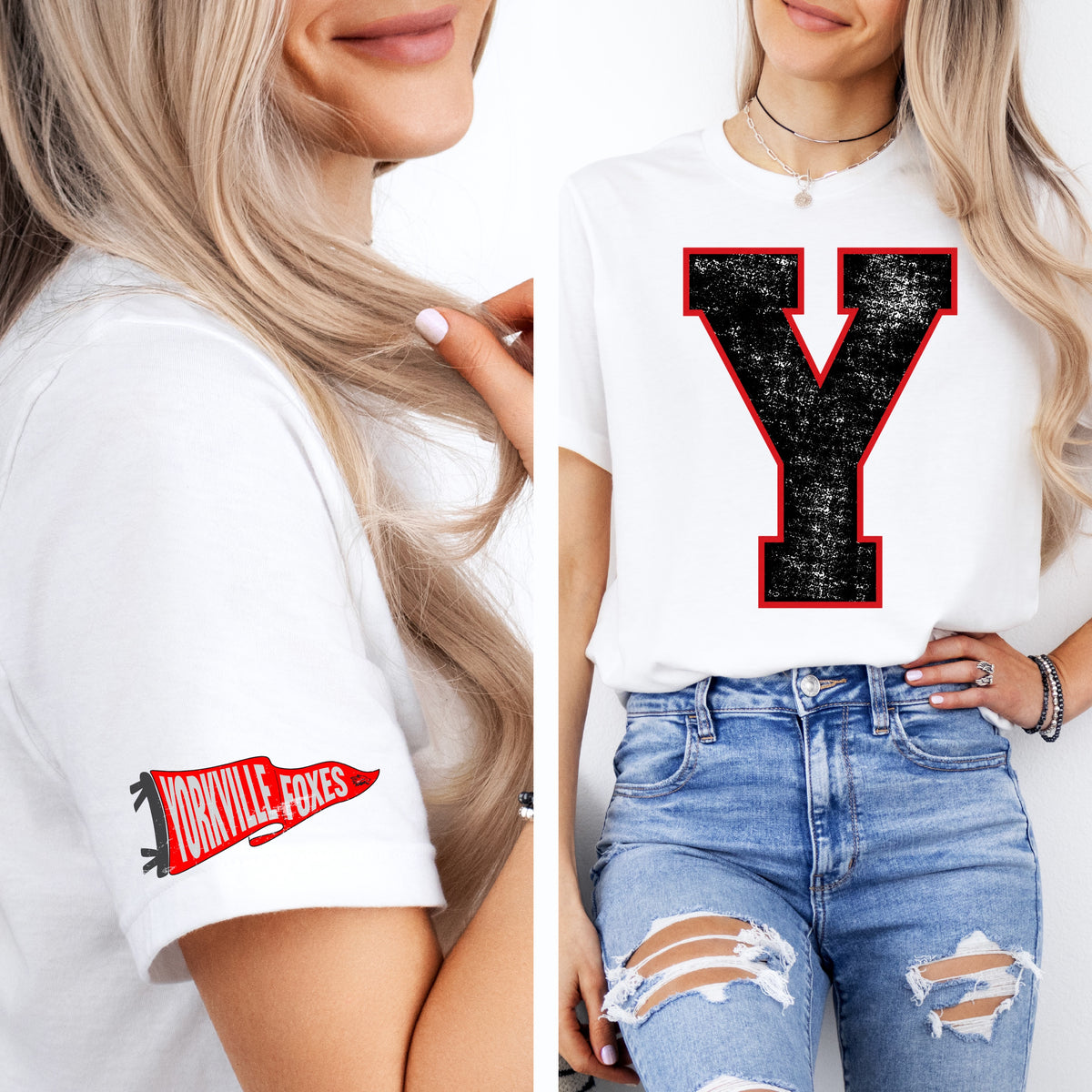 Yorkville Spiritwear: Big Letter with Penant Sleeve (District)