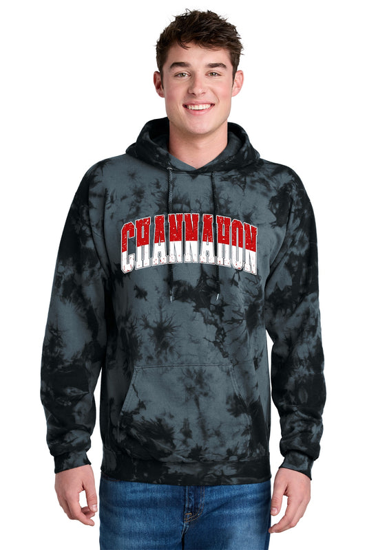 Channahon Spiritwear: Varsity Split Black TieDye