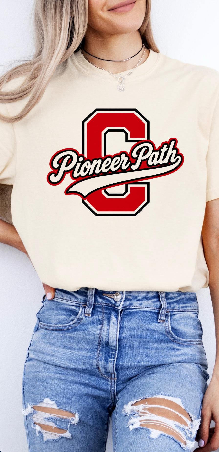 Pioneer Path Spiritwear: Big Letter Swish (District)