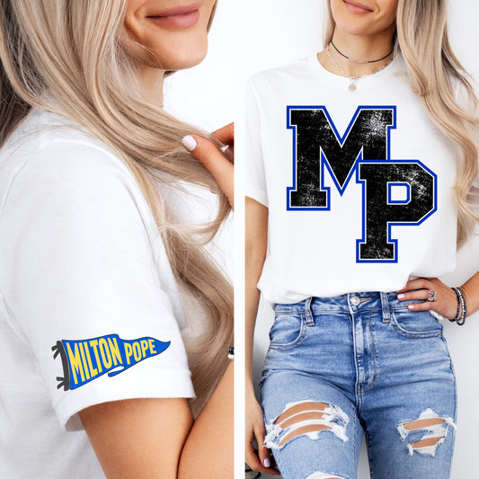 Milton Pope Spiritwear for Kids: Big Letters with Penant Sleeve (Port & Company)