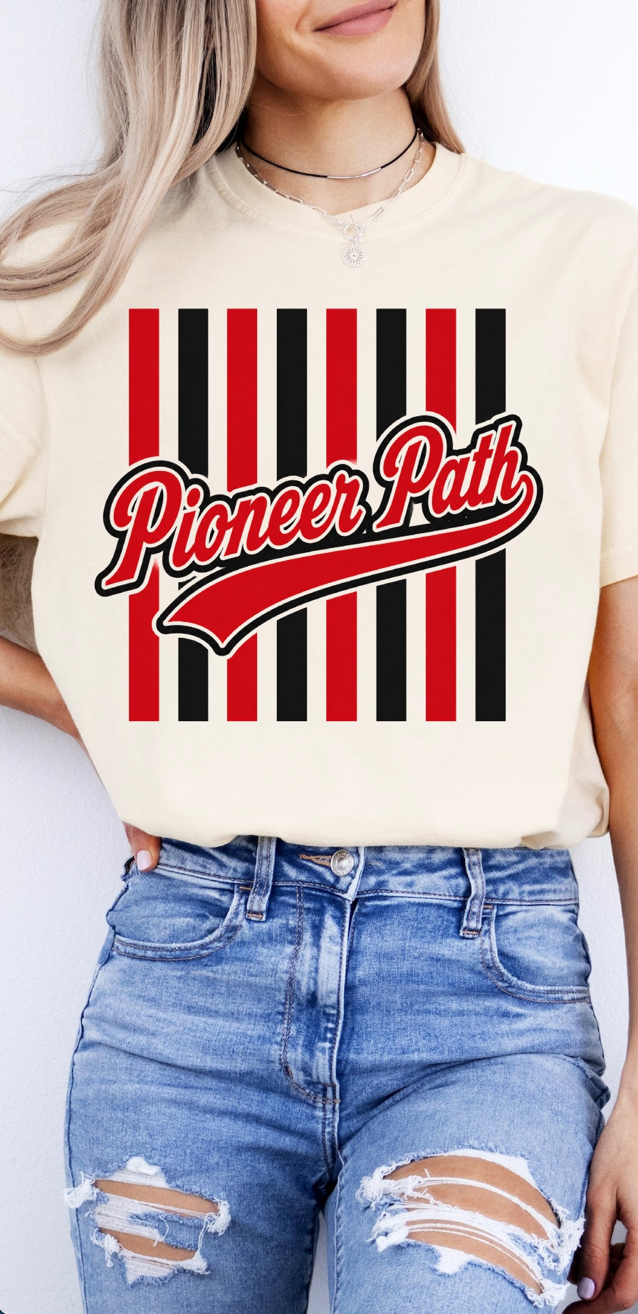 Pioneer Path Spiritwear: Retro Stripe (Comfort Colors)