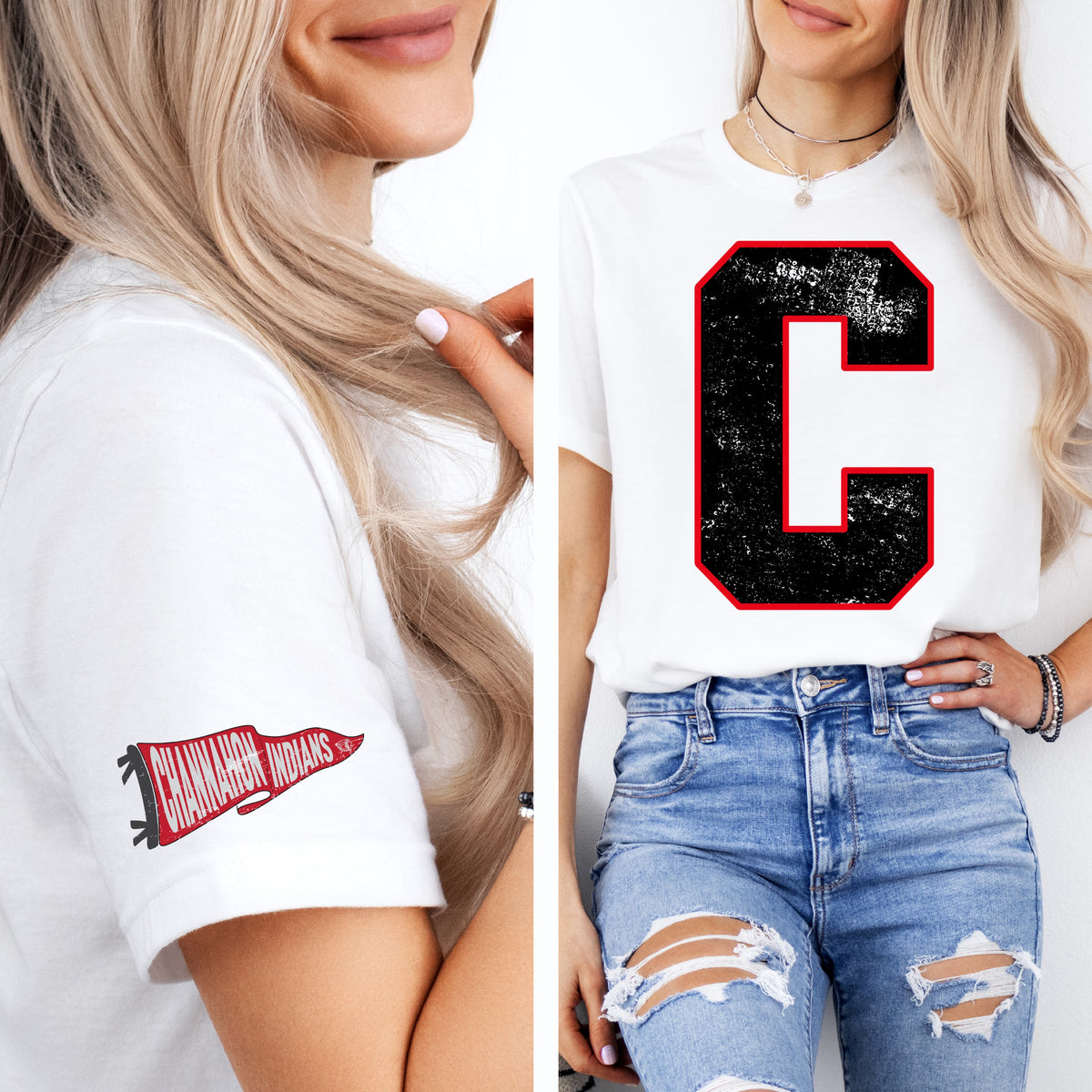 Channahon Spiritwear: Big Letter with Penant Sleeve(District)